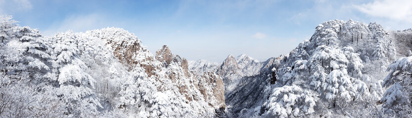 snow scene of Huangshan hill in Winter