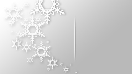 Abstract white winter background with falling snowflakes