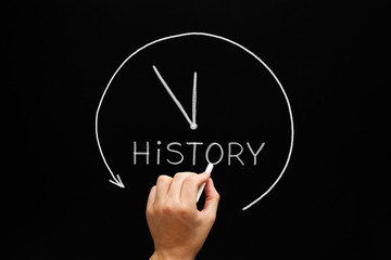 History Arrow Clock Concept Blackboard