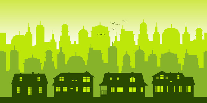 Green Cityscape Background