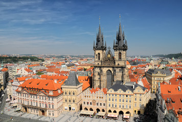 Naklejka na ściany i meble top views of the old town in Prague, Czech Republic