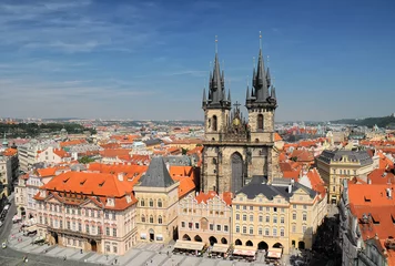 Deurstickers bovenaanzicht van de oude stad in Praag, Tsjechië © haidamac