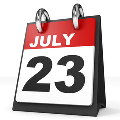 Fototapeta premium Calendar on white background. 23 July.