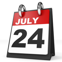 Calendar on white background. 24 July.