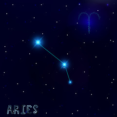 Obraz na płótnie Canvas The Constellation Of Aries. Starry sky. Dark blue background of