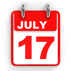 Calendar on white background. 17 July.