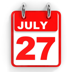 Calendar on white background. 27 July.