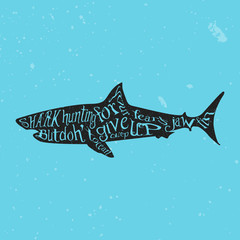 Typography lettering shark 