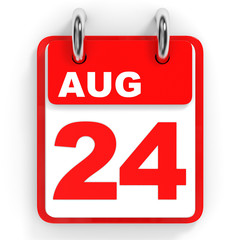Calendar on white background. 24 August.