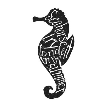 Typography lettering seahorse