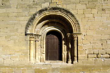 Romanesque door of San Salvador Church in Tirgo, La Rioja,Spain