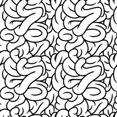Medical seamless vector pattern with internal organs of the human brain. It looks like worms. - 101529430
