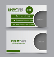 Business card set template for business identity corporate style. Green color. Vector illustration.