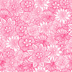 Fototapeta premium Seamless vector pattern with a field of fantasy flowers. stylized flowers