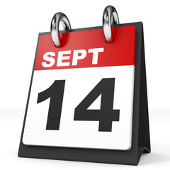 Calendar on white background. 14 September.