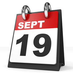 Calendar on white background. 19 September.