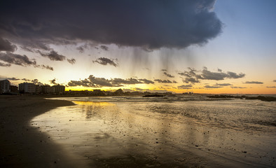 Dramatic view with golden sunset