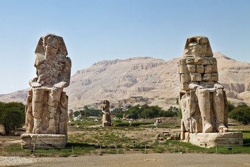 Three statues of the Colossi of Memnon