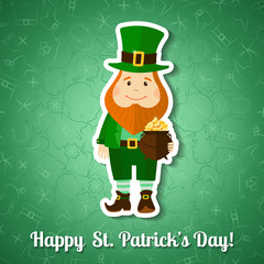 Saint Patrick's Day greeting card with leprechaun