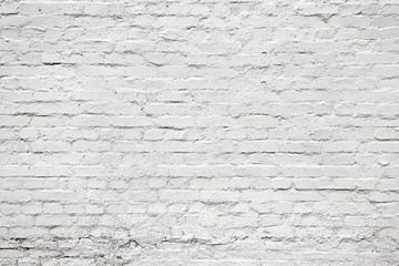 White old aging brick wall for background, texture