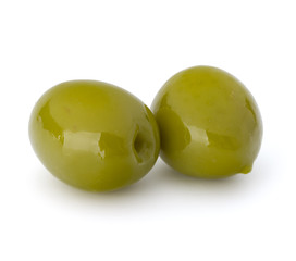 Green olives fruits isolated on white background cutout