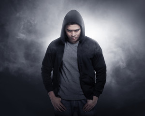 Hacker wearing hoodie shirt