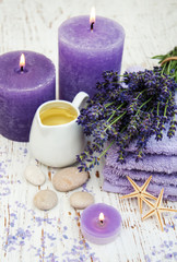 Fototapeta na wymiar Lavender with essencial oil