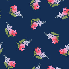 Seamless pattern with flowers watercolor. Gentle colors.