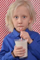 six year old drinking milk