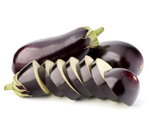Eggplant or aubergine vegetable isolated on white background cut