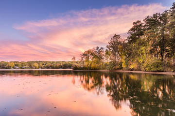 sunset at Hamilton Lake in Arkansas