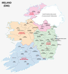 Obraz premium map of ireland administrative divisions on counties level