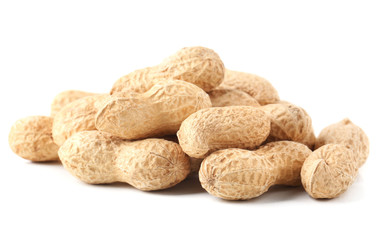 Pile of peanuts, isolated on white