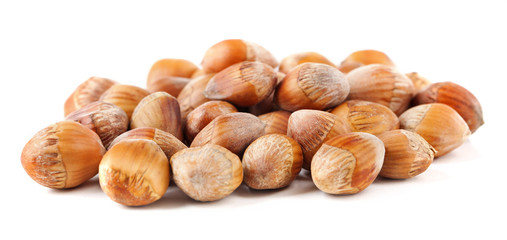 Pile of acorn nuts, isolated on white