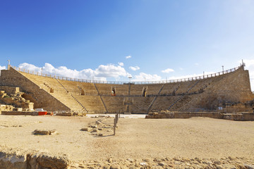 Roman amphitheater in the national park Caesarea on the Mediterranean coast of Israel