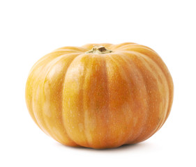 Single ripe orange pumpking isolated