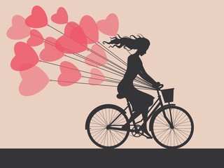 Card with girl on bike