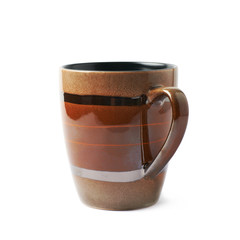 Empty brown ceramic mug isolated