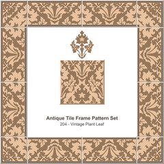 Antique tile frame pattern set_204 Vintage Plant Leaf