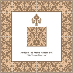 Antique tile frame pattern set_204 Vintage Plant Leaf