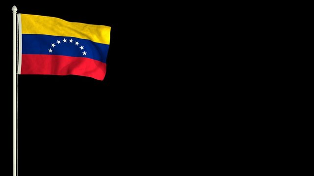 Venezuelan flag waving in the wind with PNG alpha channel for easy project implementation.