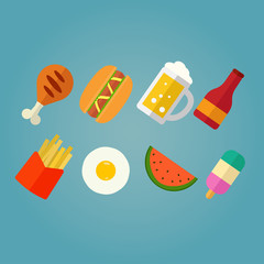 Fastfood colorful cartoon icon. flat color