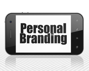 Marketing concept: Smartphone with Personal Branding on display