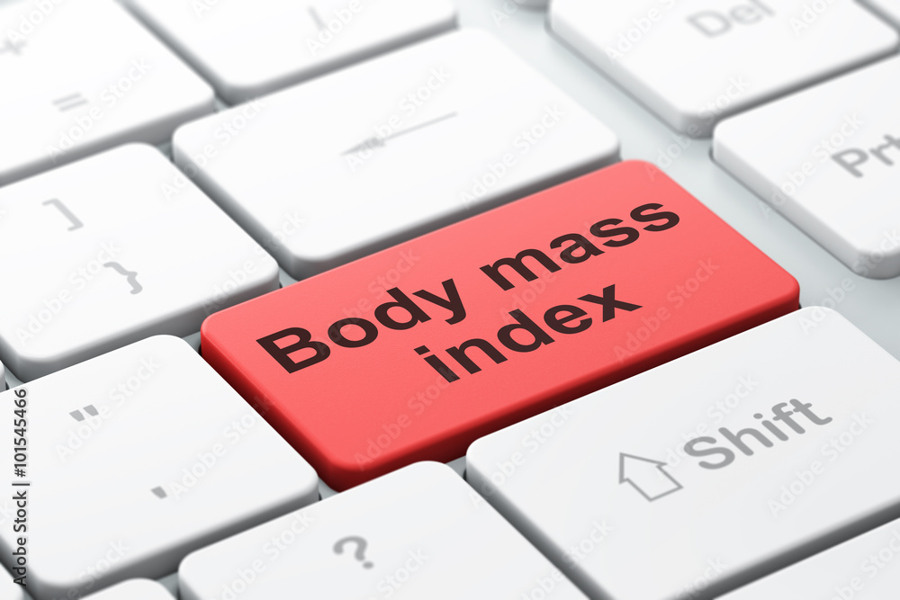 Aufkleber medicine concept: body mass index on computer keyboard background