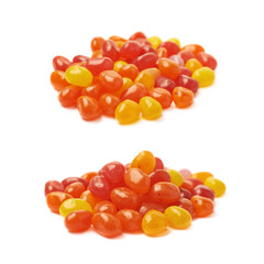Pile of red jelly beans isolated