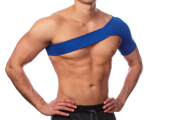 Obraz premium Man with a support bandage on his shoulder