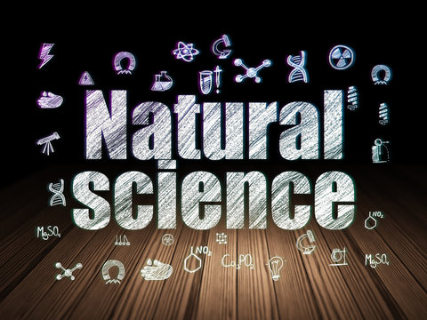 Science concept: Natural Science in grunge dark room