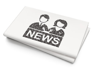 News concept: Anchorman on Blank Newspaper background