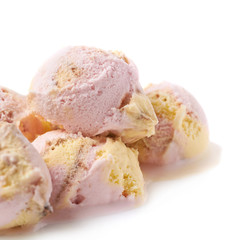 Pile of ice-cream scoops isolated
