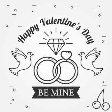 Happy Valentine's Day greetings card, labels, badges, symbols, i